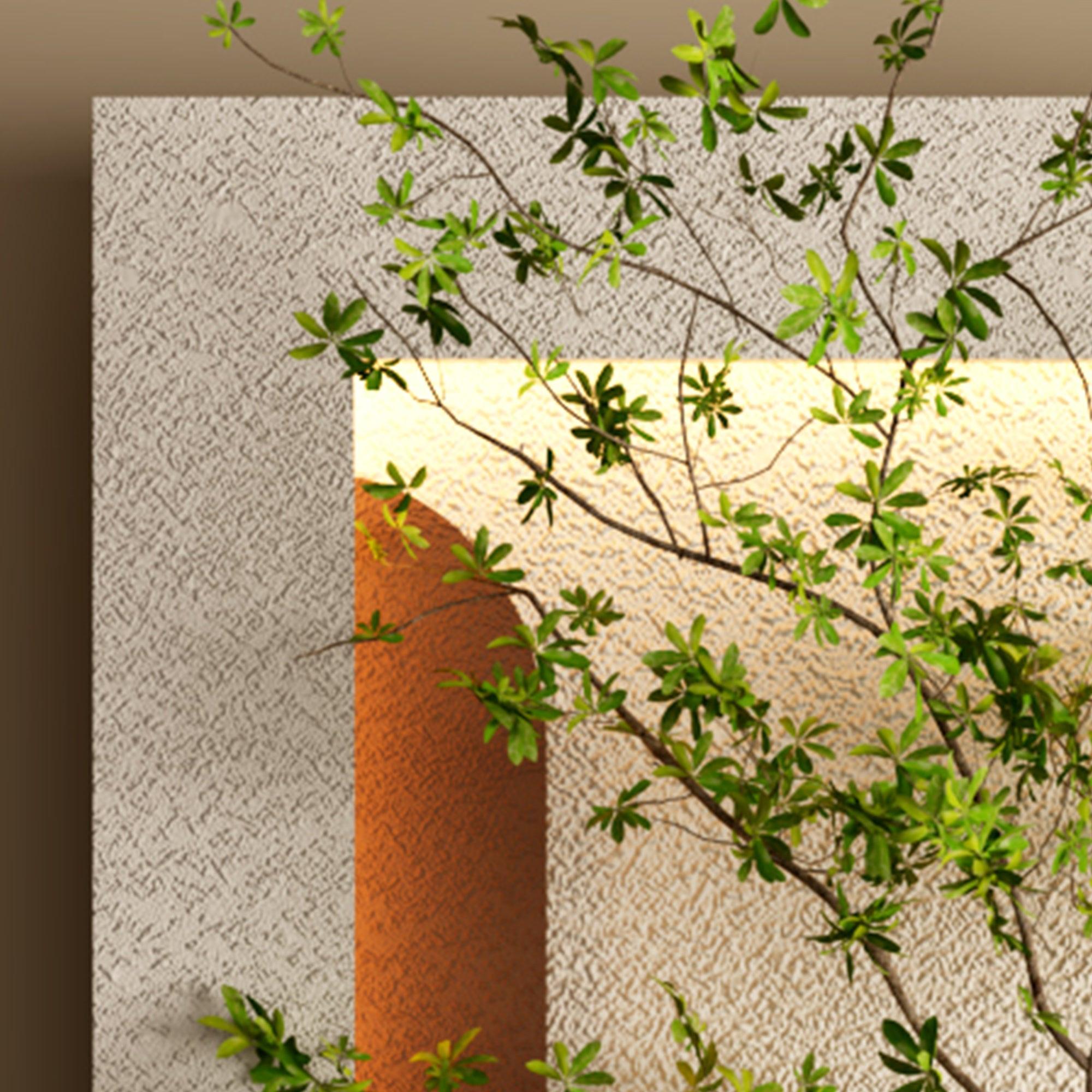 LED Wall Decor with 3-Color LED and Plants.