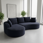 Curved Sectional Couch 2 Piece Set - Black.