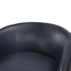 Maisy Midnight Blue Faux Leather Barrel Swivel Chair with Wooden Base
