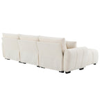 Modular Sectional Sofa with Movable Ottoman & Boucle Fabric.