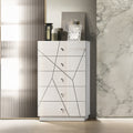 Modern White 5 Drawer Chest with Embossed Lines