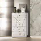 Modern White 5 Drawer Chest with Embossed Lines