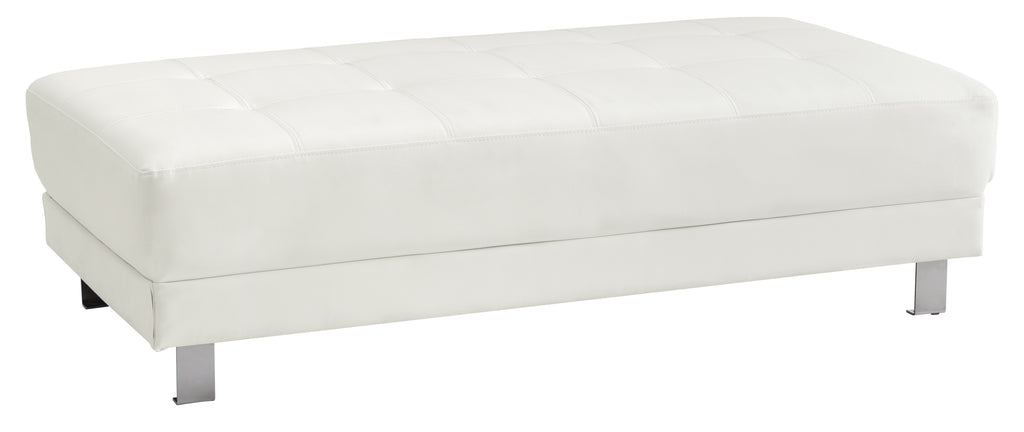 57-Inch Contemporary White PU Leather Ottoman for Modern Living Rooms