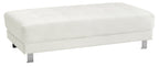 57-Inch Contemporary White PU Leather Ottoman for Modern Living Rooms