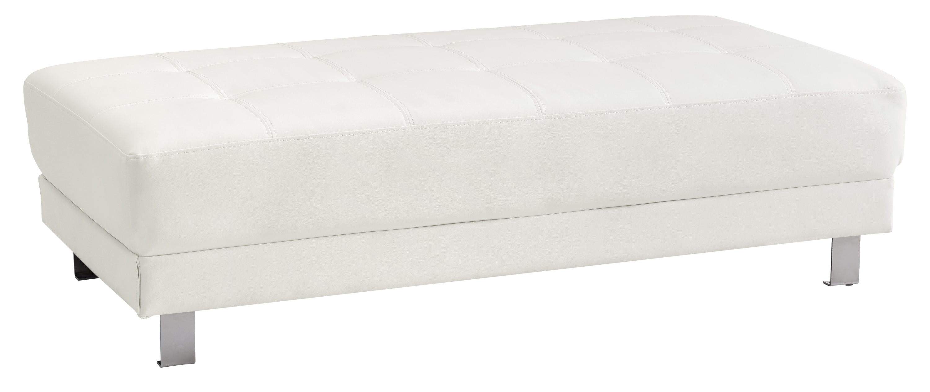 57-Inch Contemporary White PU Leather Ottoman for Modern Living Rooms