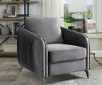 Hathaway 32' Gray Velvet Accent Armchair.