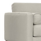 Close-up of left armrest and cushion on Modern Armchair Cream White - Morrison Collection, highlighting soft padding and stitching.