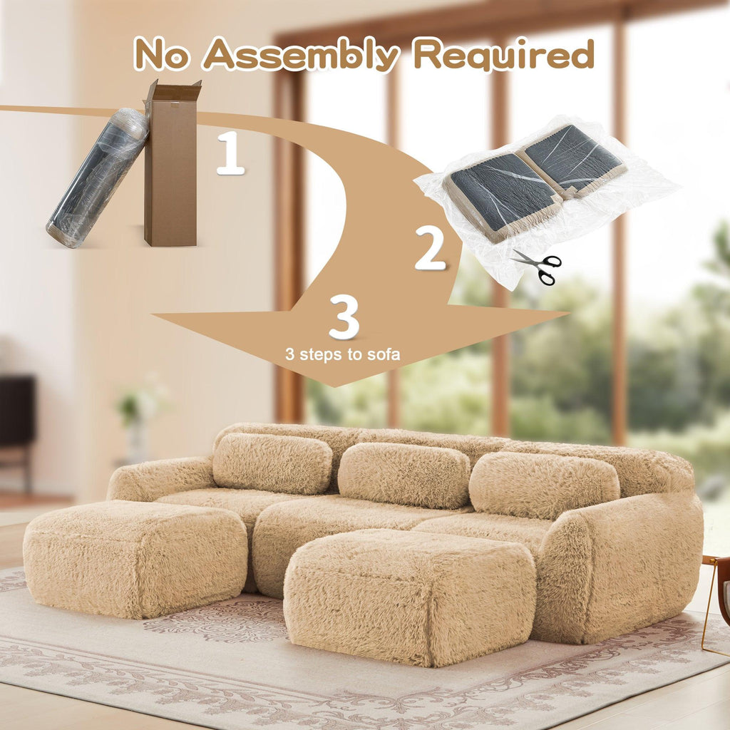 Versatile U-Shaped Sofa with Plush Fabric & Modular Design.