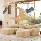 Versatile U-Shaped Sofa with Plush Fabric & Modular Design.