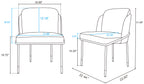 Detailed dimensions of Modern Grey Dining Chair with Metal Base, including seat height, width, and overall chair measurements for accurate fit.