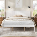 King White Pine Wood Platform Bed Frame with Headboard