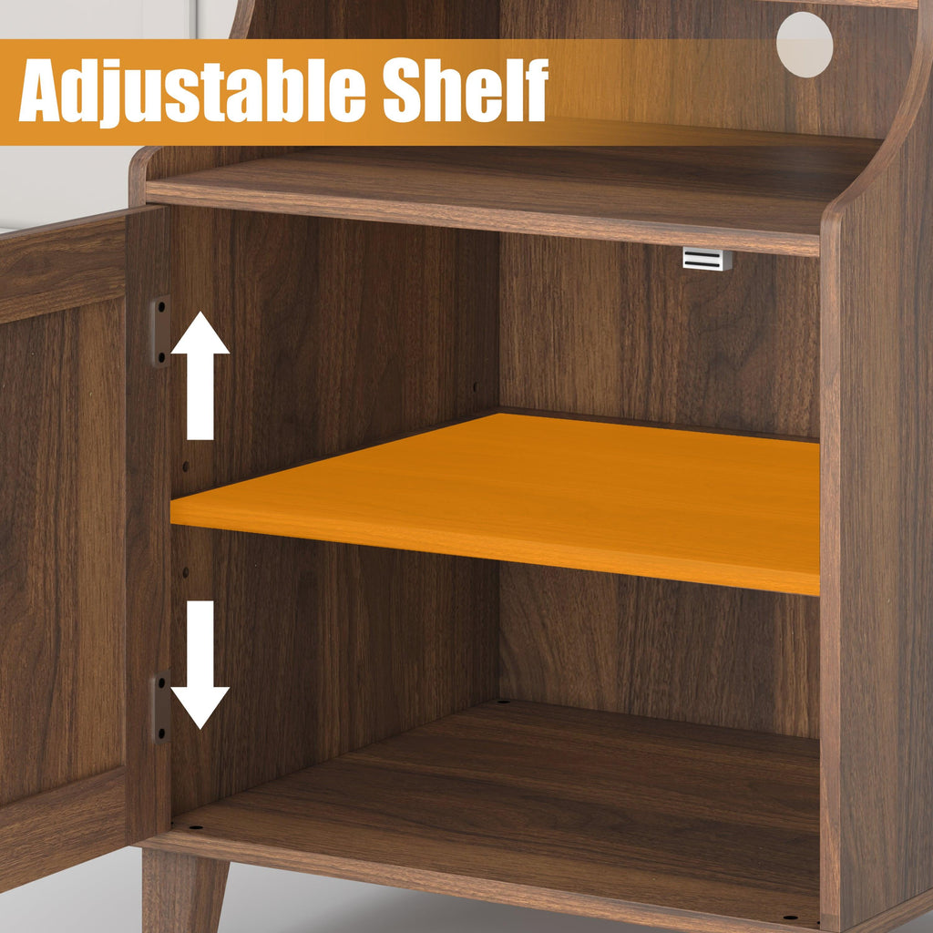 Farmhouse Nightstand with Charging Station and Storage.