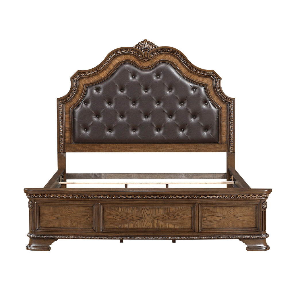 Elegant Queen Bed with Upholstered Headboard.