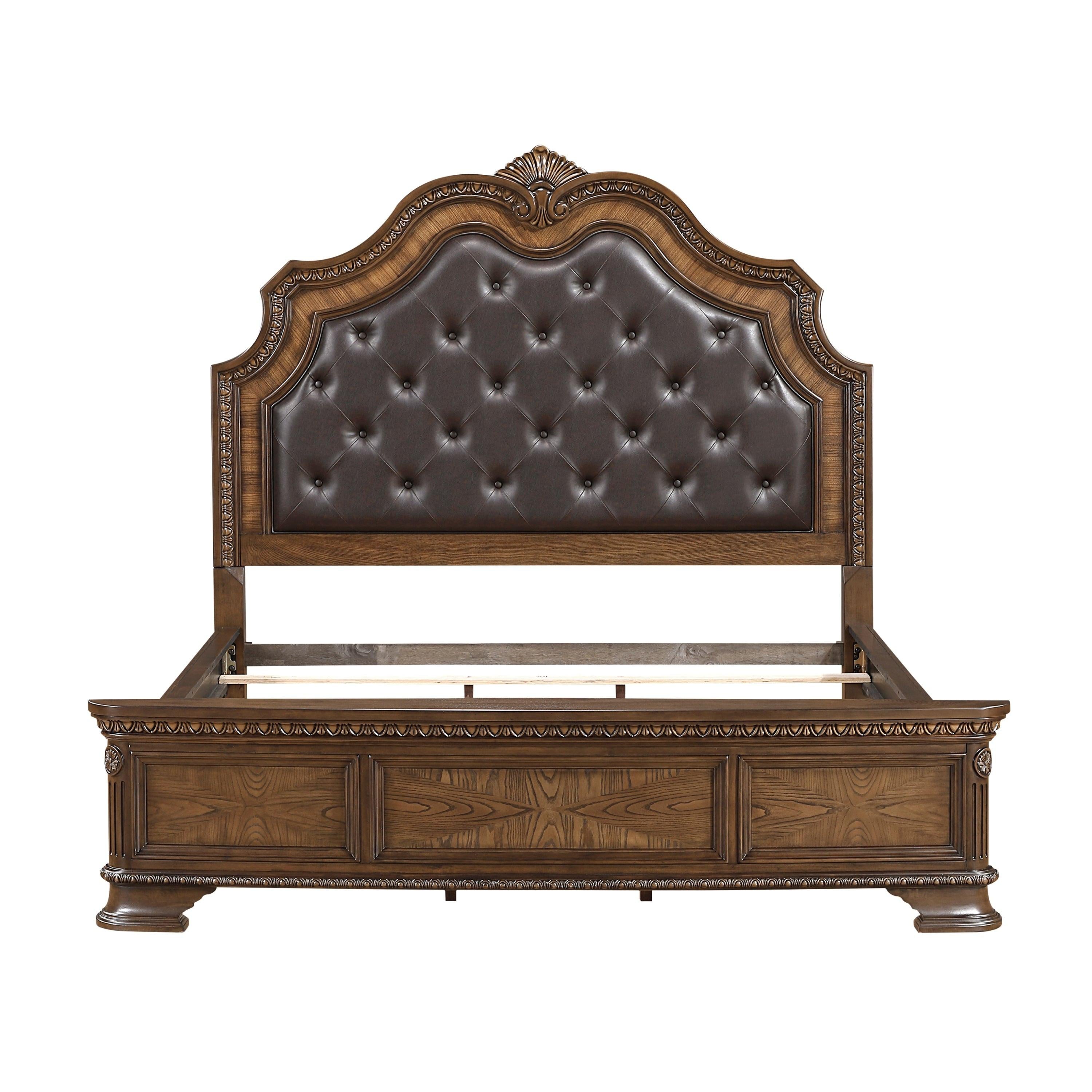 Elegant Queen Bed with Upholstered Headboard.