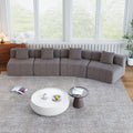 Modular Chenille Curved Sectional Sofa with 4 Pillows.
