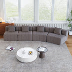 Modular Chenille Curved Sectional Sofa with 4 Pillows.
