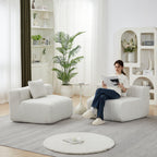 Chenille Curved Sectional Sofa with 2 Pillows.