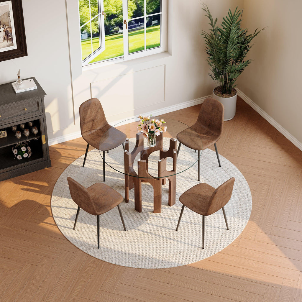 Mid-Century Modern Glass Dining Table for Small Spaces.