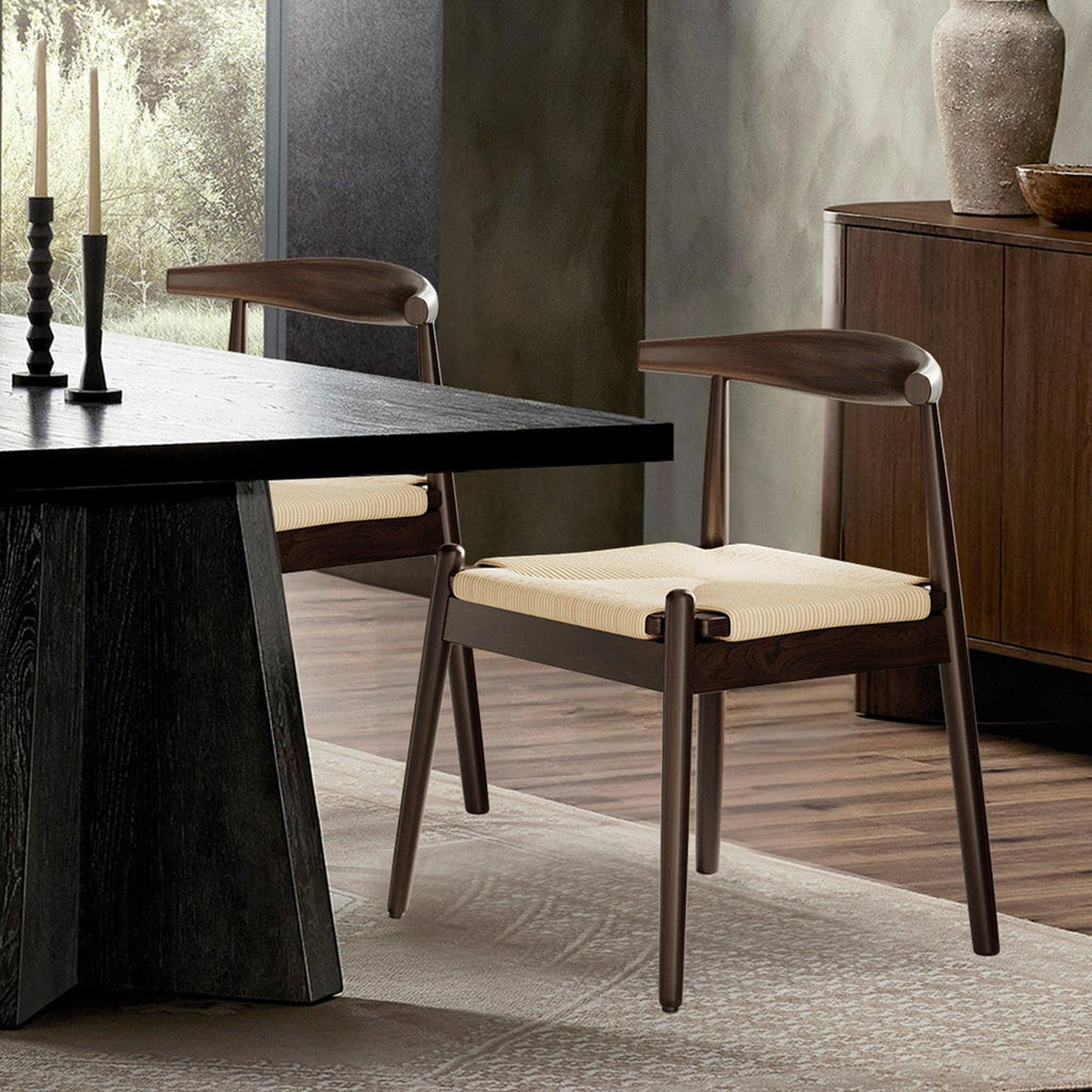 Mid-Century Modern Dining Chairs Set of 2 with Oak Frame.