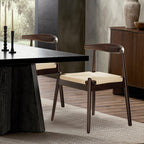 Mid-Century Modern Dining Chairs Set of 2 with Oak Frame.