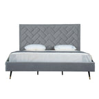 Crosby Upholstered Velvet King Bed in Gray