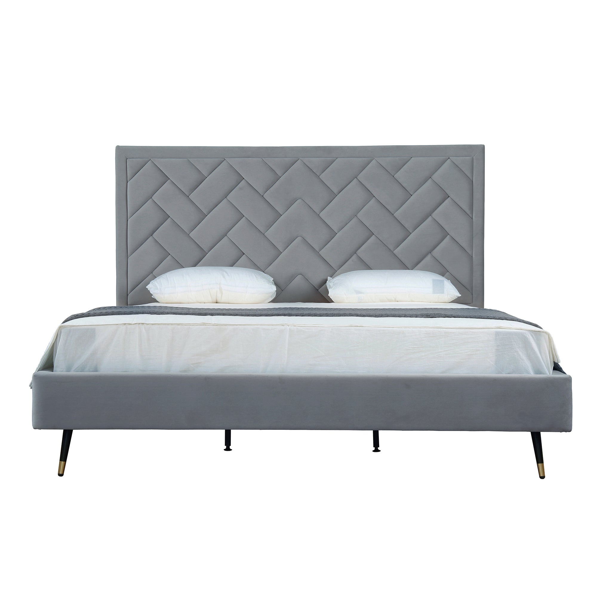 Crosby Upholstered Velvet King Bed in Gray