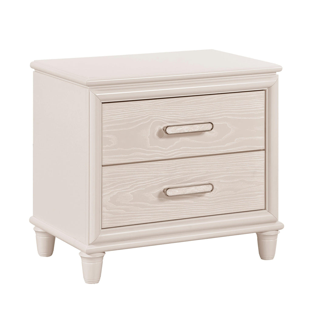 Modern Two-Drawer Nightstand with USB Ports for Bedroom.