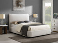 Renee Beige Chenille Queen Bed with Padded Headboard