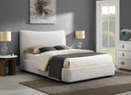 Renee Beige Chenille Queen Bed with Padded Headboard