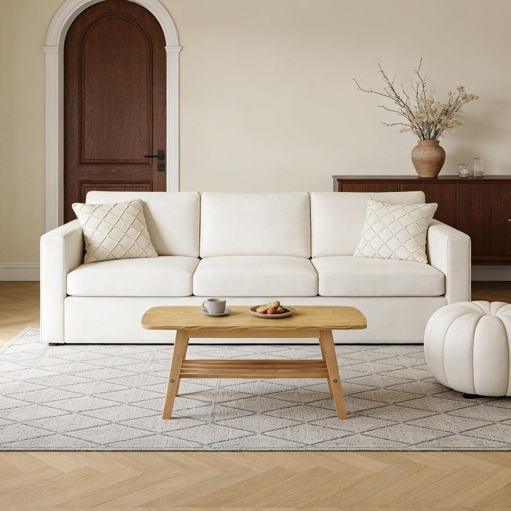39 Inch Solid Wood Coffee Table with Double Layer Storage.