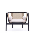 Versailles Cane Wood Accent Armchair in Cream.