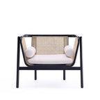 Versailles Cane Wood Accent Armchair in Cream.
