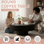 Fluted Round Coffee Table - Mid Century Modern Design.