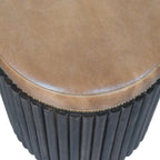 Solid Wood Leather Accent Stool for Modern Bedrooms.
