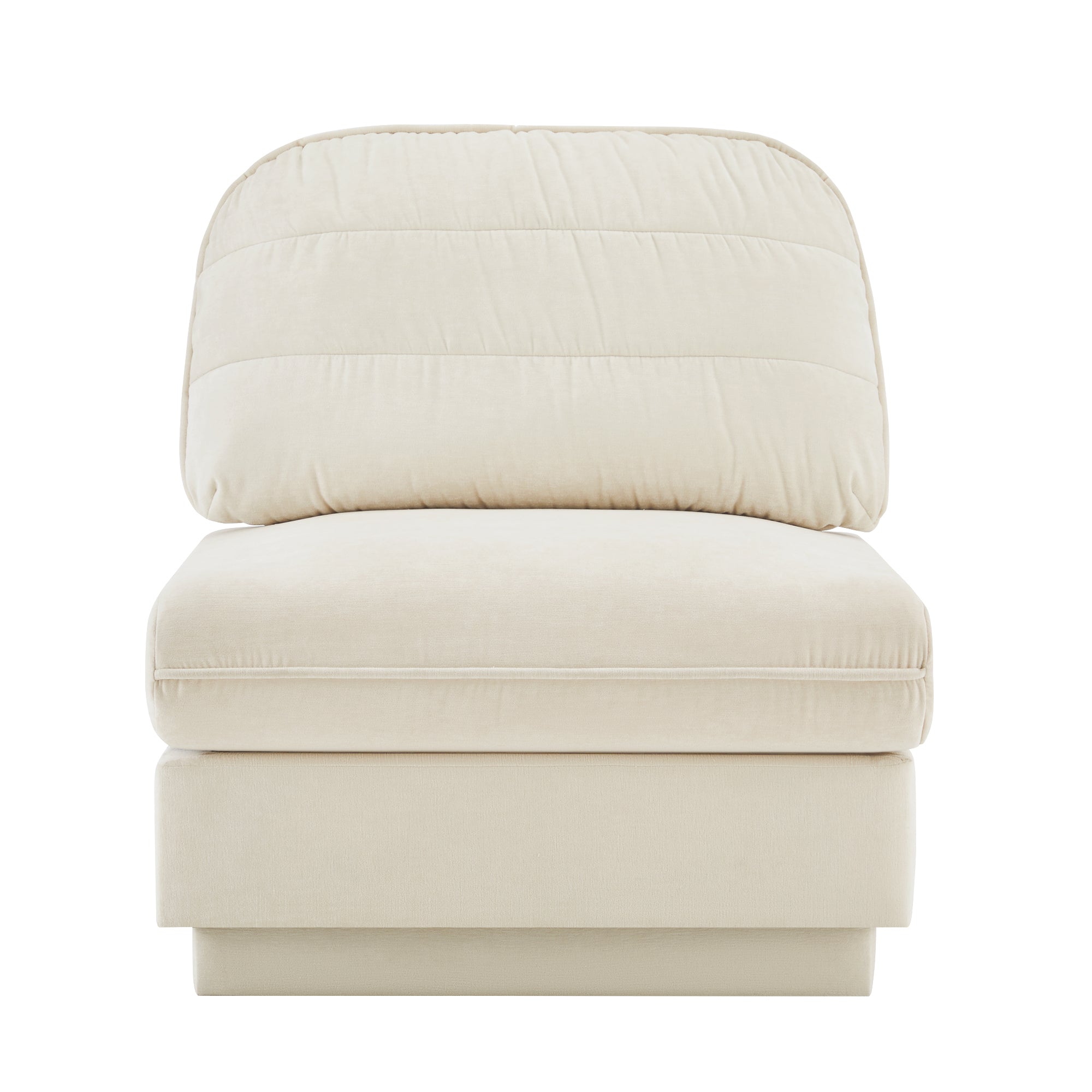 Celena Cream Beige Chenille Armless Sofa - Modern Compact Seating