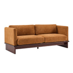 Modern 3 Seater Boucle Sofa with Solid Wood Base.