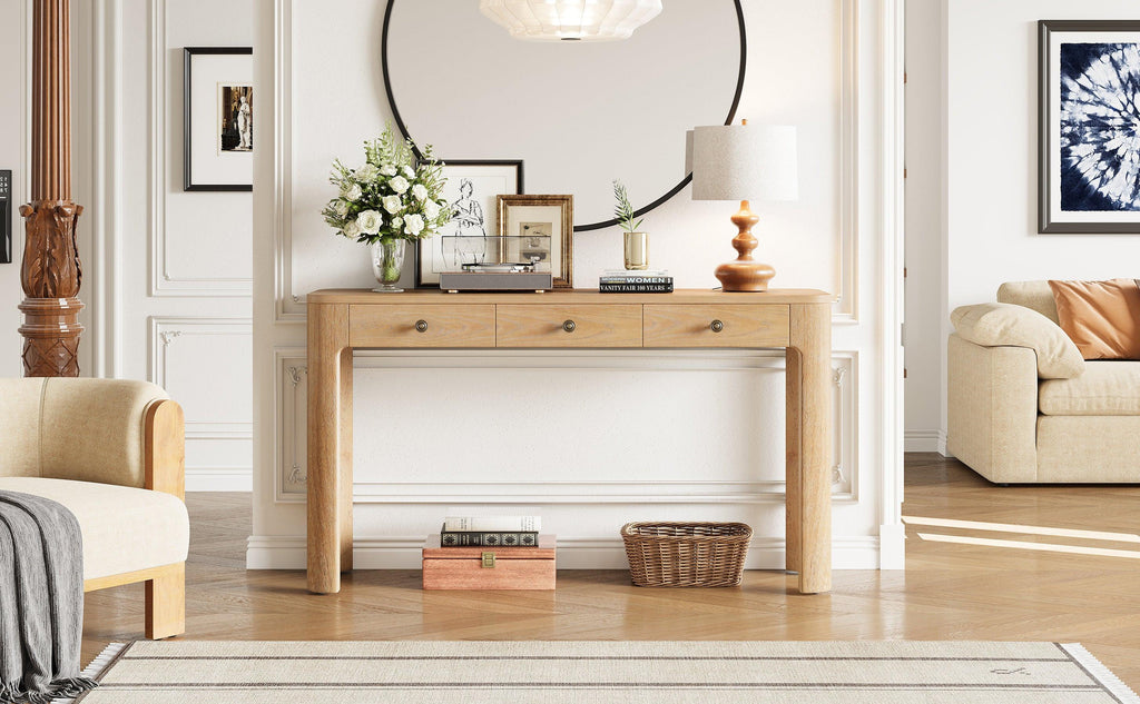 TREXM Rustic Console Table with Drawers for Entryway & Living Room.