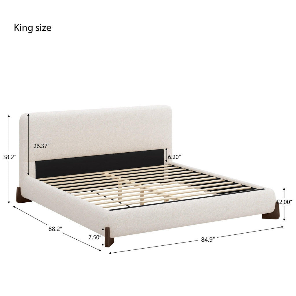 King Size Upholstered Bed with Durable Wood Legs.