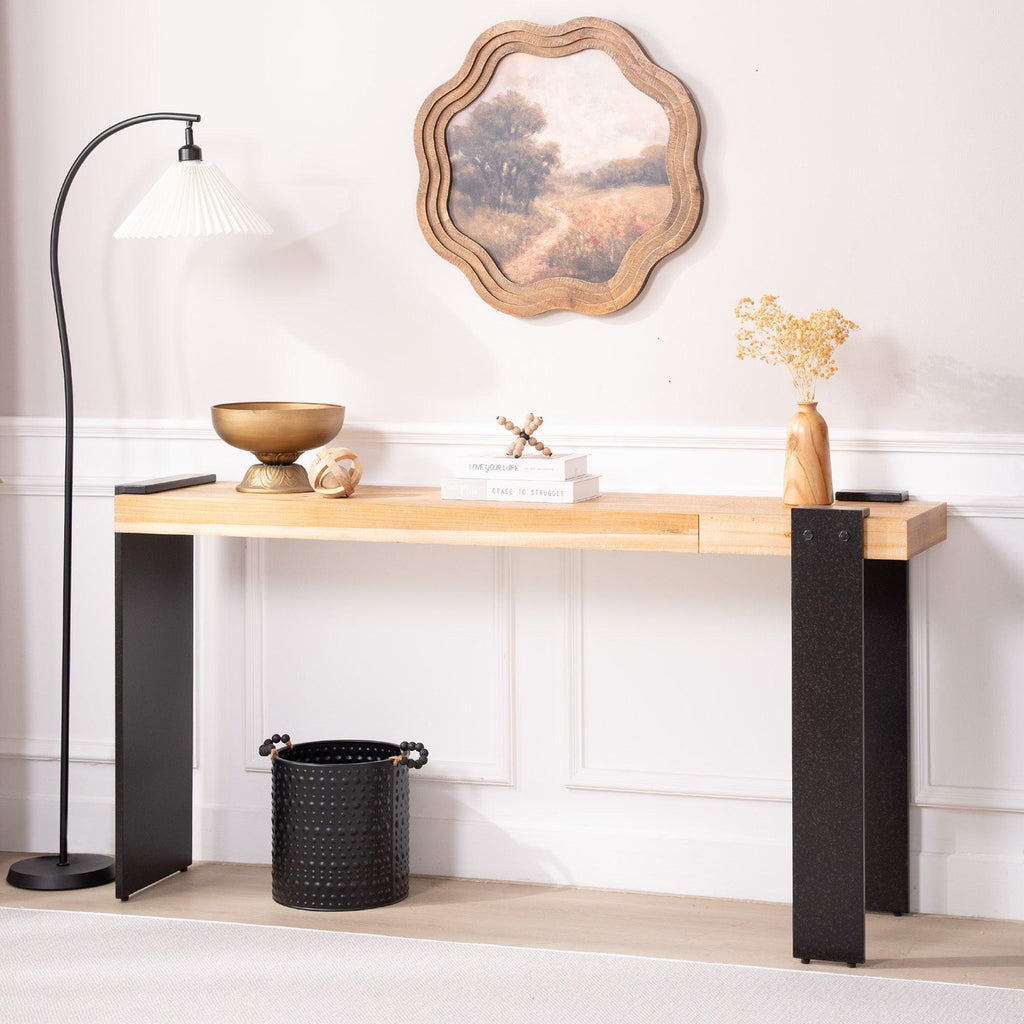Rustic Industrial Console Table for Entryway & Living Rooms.