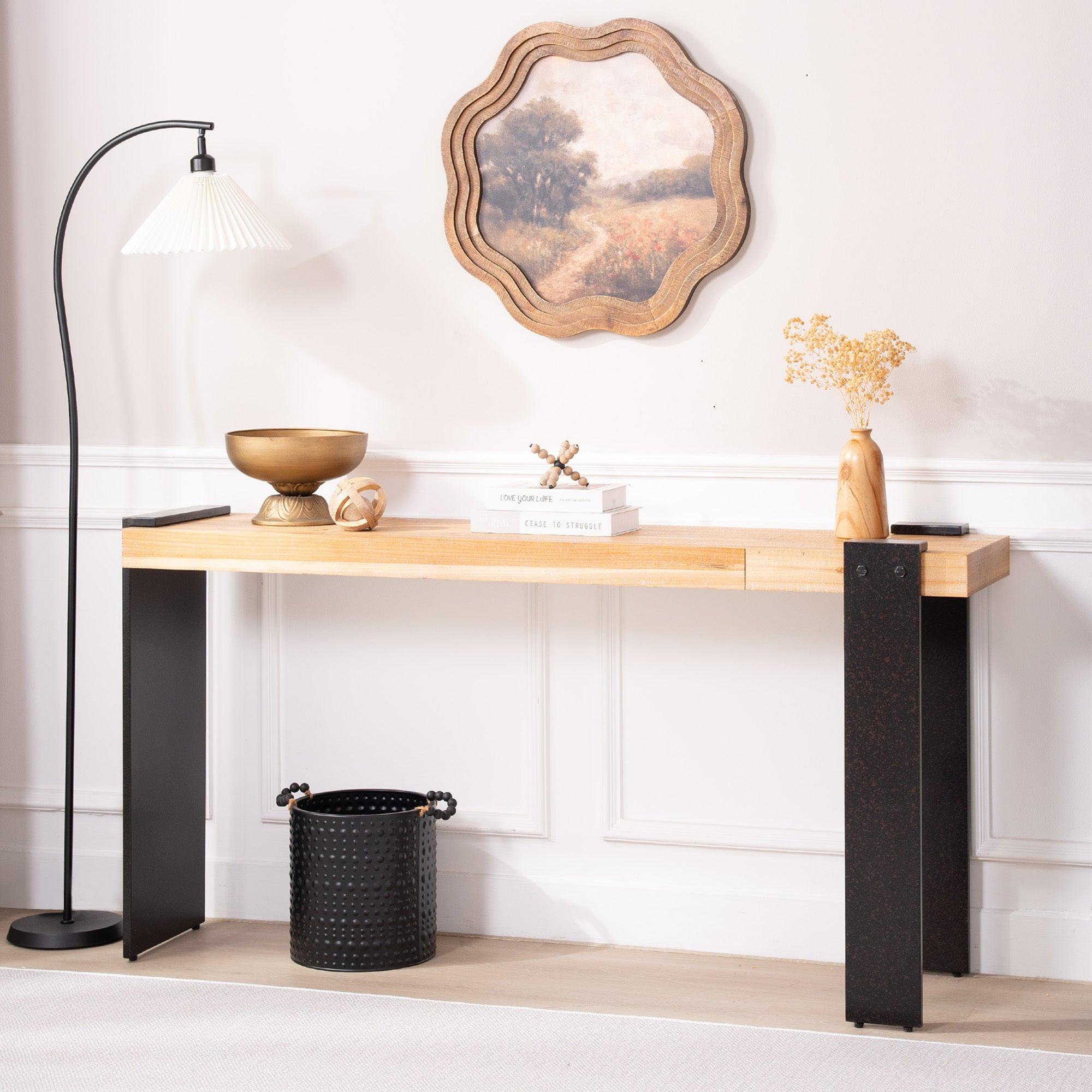 Rustic Industrial Console Table for Entryway & Living Rooms.