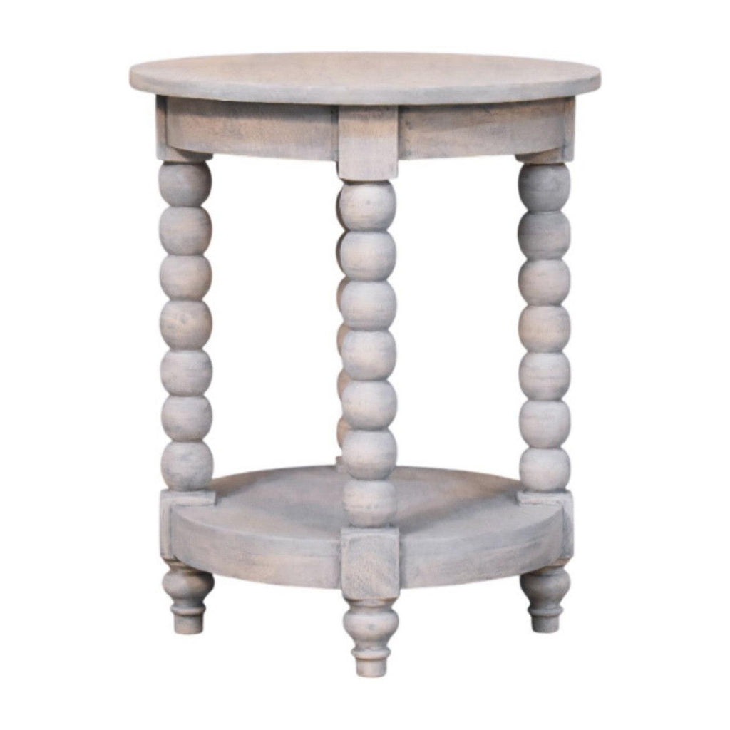 Wood Ellsworth Round Side Table - Acid Wash Finish.