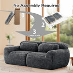 No assembly required for Modular Sofa - Dark Grey, showing easy 3-step setup process from box to sofa.