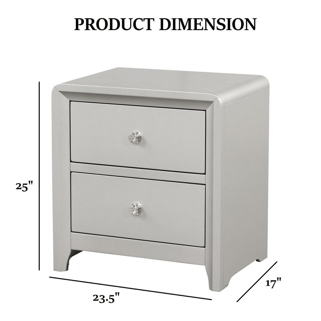 Champagne Finish Nightstand for Contemporary Bedrooms.