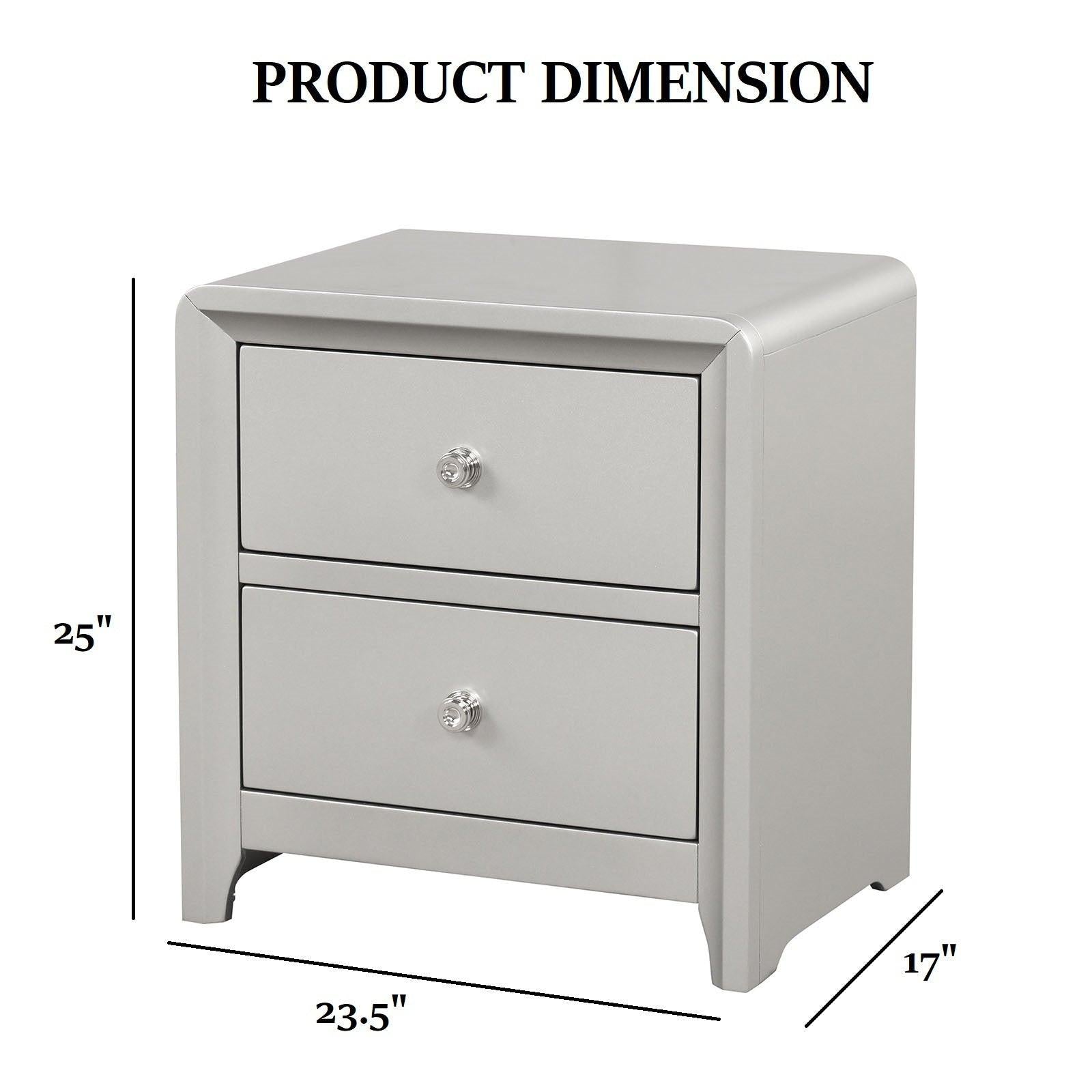 Champagne Finish Nightstand for Contemporary Bedrooms.