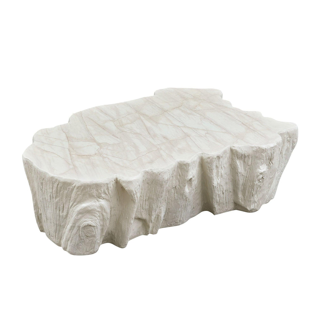Sturdy Unique Shape Coffee Table - Beige Fiberglass Design.