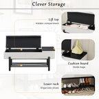 TREXM Farmhouse Upholstered Storage Bench with Hidden Compartment, Modern Entryway Bench for Living Room, Entryway, and Hallways (Black)