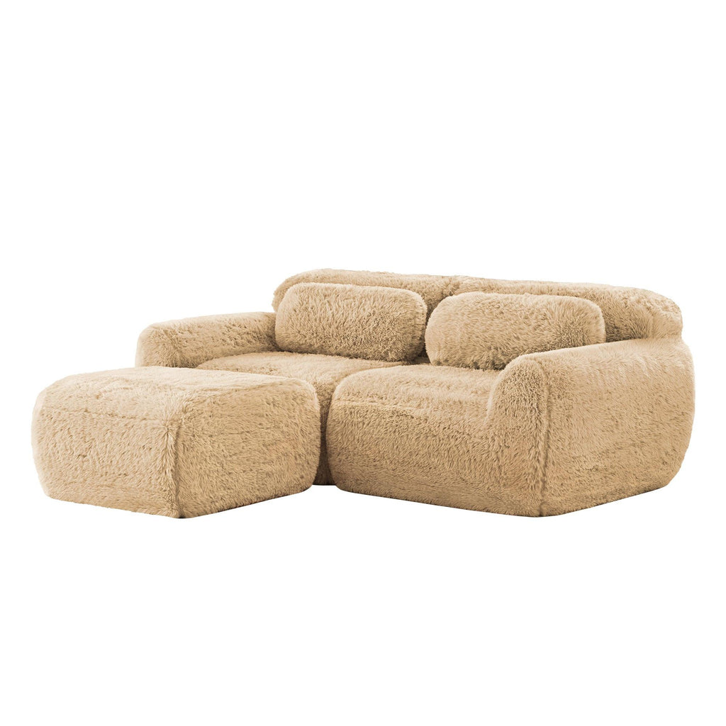 Modular Plush Sofa - L-shaped with Chaise & Throw Pillows.