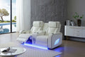 Lumin Power Reclining White Faux Leather Loveseat with LED Lighting