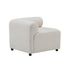 Angled side-back view of the Evelyn L shaped sectional sofa corner piece, highlighting its plush chenille texture.