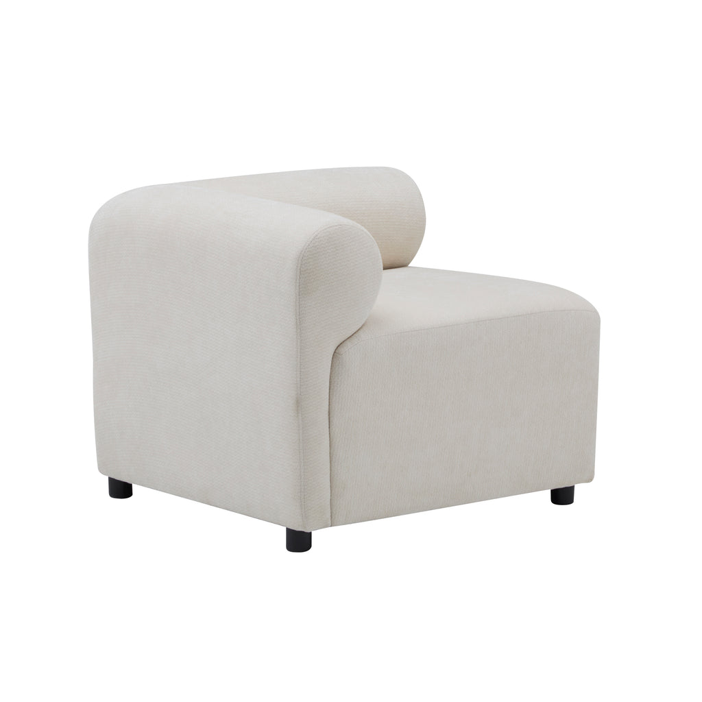 Rear angled view of a corner piece from the Evelyn U-Shaped Modular Sectional Sofa, emphasizing its soft curves and modular design.